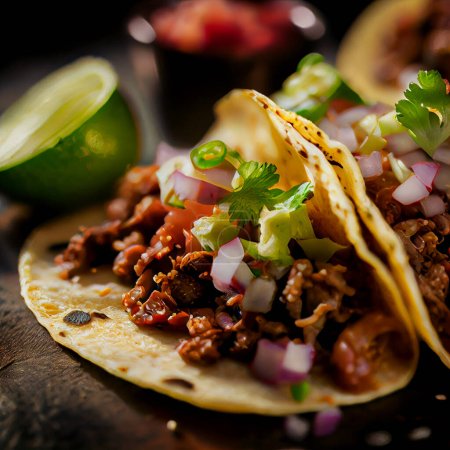 Téléchargez les photos : Tacos mexicains remplis de légumes et de viande - en image libre de droit
