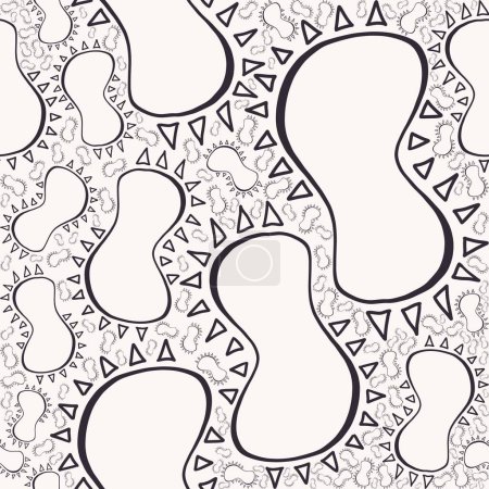 Photo for Illustration abstract doodle scribble hand drawing paisley random shape seamless pattern background. - Royalty Free Image