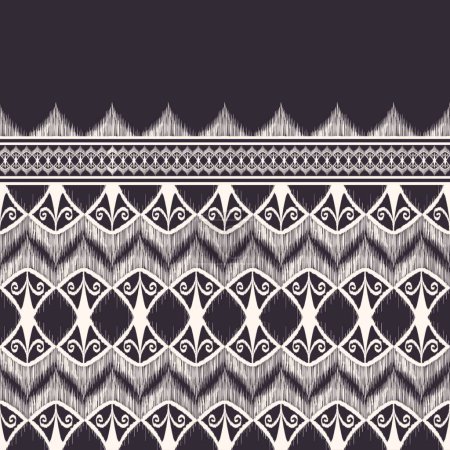 Photo for Illustration traditional ikat ethnic tribal shape black and white color seamless pattern background. Use for fabric, textile, interior decoration elements, upholstery, wrapping. - Royalty Free Image