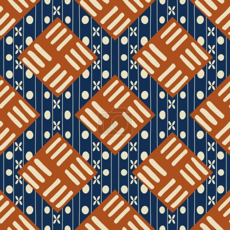 Photo for Geometric patchwork fabric, textile, interior decoration pattern. Illustration colorful geometric ethnic vintage patchwork seamless pattern background. Ethnic African symbol patchwork pattern. - Royalty Free Image