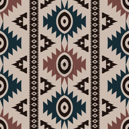 Photo for Ethnic tribal African ikat pattern. Illustration vintage tribal african aztec navajo stripes pattern seamless background. Use for fabric, textile, interior decoration elements, upholstery, wrapping. - Royalty Free Image