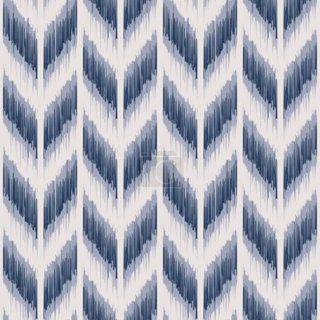 Photo for Ikat chevron herringbones pattern. Illustration geometric blue color chevron herringbone pattern ikat style. Ikat seamless pattern for fabric, home interior decoration elements, upholstery, wrapping. - Royalty Free Image