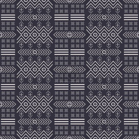 Photo for Illustration contemporary blue color african tribal mudcloth seamless pattern background. Use for fabric, textile, interior decoration elements, upholstery, wrapping. - Royalty Free Image