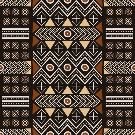 Photo for Illustration traditional African tribal mudcloth seamless pattern background. Use for fabric, textile, interior decoration elements, upholstery, wrapping. - Royalty Free Image