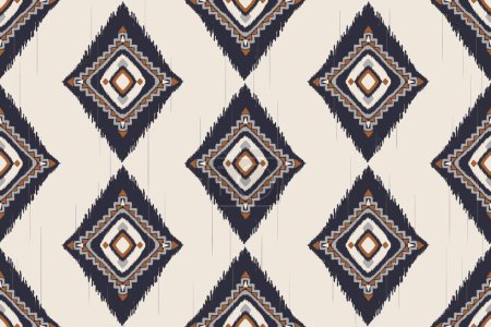 Téléchargez les photos : Ikat African pattern. Illustration ikat aztec Kilim geometric shape seamless pattern background. Ethnic pattern use for fabric, textile, home decoration elements, upholstery, wrapping. - en image libre de droit