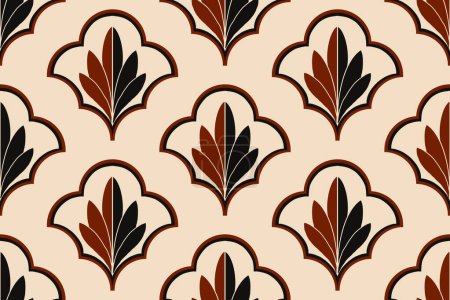 Photo for Geometric floral shape classic pattern. Illustration geometric floral shape antique style seamless pattern background. Retro geometric pattern use for fabric, home decoration elements, upholstery. - Royalty Free Image