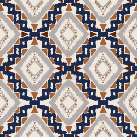 Photo for Aztec ikat pattern. Illustration aztec geometric shape ikat style seamless pattern background. Aztec surface pattern design use for fabric, textile, home decoration elements, upholstery, wrapping. - Royalty Free Image