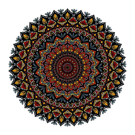 Photo for African mandala colorful pattern. Illustration colorful mandala paint round pattern isolated on white background. Use for coloring book elements, decorative ornaments, home flooring decoration, etc. - Royalty Free Image