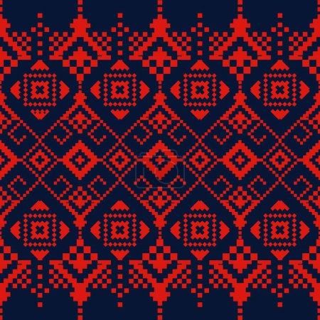 Téléchargez les photos : Broderie ukrainienne ethnique motif coloré. Illustration broderie ethnique traditionnelle forme géométrique motif sans couture. Utilisation pour tissu, textile, éléments de décoration pour la maison, tapisserie d'ameublement, emballage. - en image libre de droit