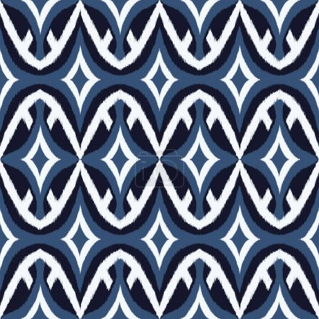 Photo for Ikat ethnic geometric pattern. Illustration ikat embroidery abstract geometric shape seamless pattern blue color ikat style. Use for fabric, textile, home decoration elements, upholstery, wrapping. - Royalty Free Image