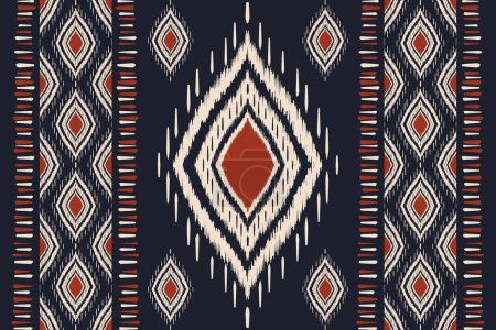 Photo for Ikat ethnic tribal rug pattern. Illustration ikat rug geometric diamond shape seamless pattern. Ikat tribal pattern use for textile, carpet, rug, cushion, wallpaper, upholstery, wrapping, etc. - Royalty Free Image