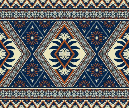 Photo for Aztec tribal geometric pattern. Illustration ethnic geometric diamond shape seamless pattern. African tribal pattern use for textile border, carpet, rug, cushion, quilt, wallpaper, upholstery, etc. - Royalty Free Image