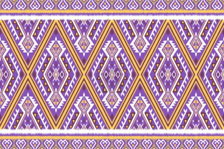 Photo for Aztec tribal geometric ikat pattern. Illustration ikat aztec tribal geometric shape seamless pattern. Ikat traditional pattern use for textile, border, wallpaper, cushion, carpet, upholstery, etc. - Royalty Free Image