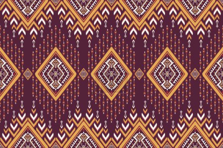 Téléchargez les photos : Modèle ikat géométrique tribal aztèque. Illustration forme géométrique tribale aztèque motif sans couture. Ikat utilisation traditionnelle de modèle pour le tissu, textile, éléments de décoration à la maison, tapisserie d'ameublement, emballage, etc. - en image libre de droit