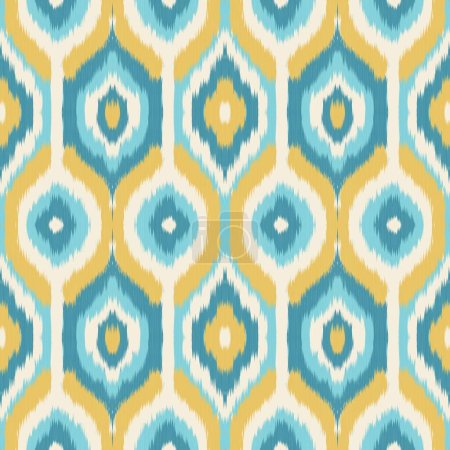 Photo for Colorful ikat geometric pattern. Illustration traditional ikat watercolor Ogee drawing shape seamless pattern. Ethnic geometric pattern use for textile, home decoration elements, upholstery, wrapping. - Royalty Free Image