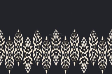 Ikat black and white ethnic border pattern. Illustration ikat ethnic geometric shape seamless pattern. Ikat ethnic pattern use for fabric, textile, home decoration elements, upholstery, wrapping, etc.