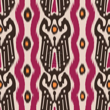 Photo for Ikat colorful stripes pattern. Illustration ikat ethnic abstract shape seamless pattern. Ethnic colorful stripes pattern use for fabric, textile, carpet, curtain, wallpaper, cushion, upholstery, etc. - Royalty Free Image