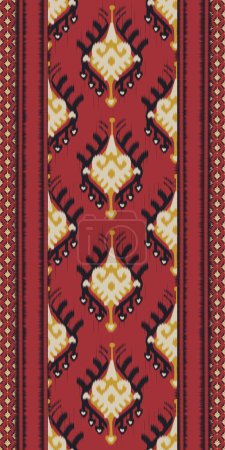 Photo for Ikat colorful ethnic border, rug pattern. Illustration ikat ethnic geometric shape seamless pattern. Ikat pattern use for textile border, table runner, tablecloth, runner rug, wall tapestry, etc. - Royalty Free Image