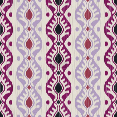Photo for Ikat colorful ethnic pattern. Illustration watercolor ikat ethnic embroidery folk seamless pattern. Ikat ethnic pattern use for fabric, textile, home decoration elements, upholstery, wrapping, etc. - Royalty Free Image