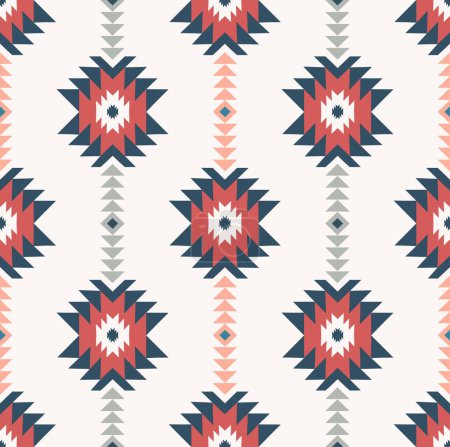 Vector moderne vintage coloré natif aztèque tribal avec triangle géométrique forme motif conception fond sans couture. Utilisation pour tissu, textile, éléments de décoration intérieure, tapisserie d'ameublement, emballage.