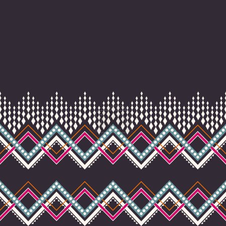 Photo for Vector geometric zig zag line shape ethnic color style seamless pattern on black background. Use for fabric, textile, interior decoration elements, upholstery, wrapping. - Royalty Free Image
