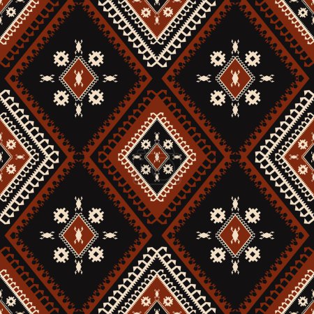 Téléchargez les illustrations : Modèle ethnique tribal sud-ouest. Vecteur ethnique tribal aztèque Navajo forme de diamant géométrique fond de motif sans couture. Modèle géométrique tribal ethnique pour tissu, éléments de décoration intérieure à la maison. - en licence libre de droit