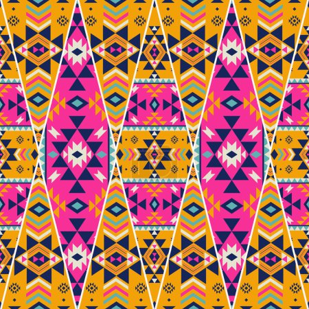 Illustration for Abstract geometric patchwork pattern. Vector ethnic southwest aztec geometric colorful patchwork seamless pattern background. Use for fabric, ethnic interior decoration elements, upholstery, wrapping. - Royalty Free Image