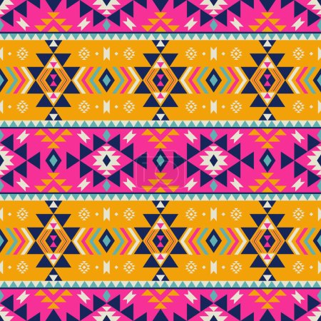 Illustration pour Modèle abstrait de rayures géométriques. Vecteur ethnique sud-ouest aztèque géométrique rayures colorées fond de motif sans couture. Utilisation pour tissu, éléments de décoration intérieure ethnique, ameublement, emballage. - image libre de droit