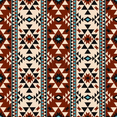 Ethnic geometric stripes pattern. Vector ethnic aztec geometric stripes vintage color seamless pattern background. Use for fabric, textile, ethnic interior decoration elements, upholstery, wrapping.