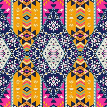 Photo for Abstract geometric patchwork pattern. Vector ethnic southwest aztec geometric colorful patchwork seamless pattern background. Use for fabric, ethnic interior decoration elements, upholstery, wrapping. - Royalty Free Image