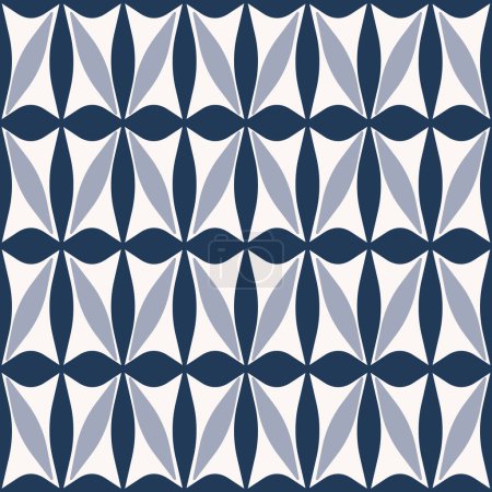 Téléchargez les illustrations : Modèle de fleur géométrique bleu ethnique. Ethnique fleur orientale bleue abstraite forme géométrique fond motif sans couture. Modèle de fleur géométrique pour tissu, mosaïque, carrelage, éléments de décoration intérieure. - en licence libre de droit