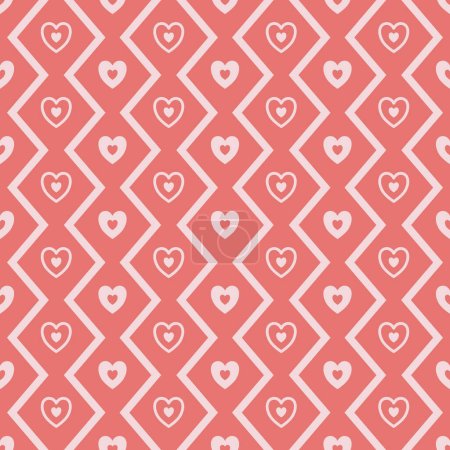 Photo for Mini heart zigzag line seamless pattern background. Vector feminine pink color mini heart random shape zigzag line pattern. Use for fabric, textile, interior decoration elements, upholstery, wrapping. - Royalty Free Image