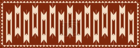 Illustration for Aztec Navajo area rug pattern. Vector ethnic traditional southwest geometric pattern use for carpet, rug, tapestry, mat, table runner, etc. Ethnic boho southwest pattern floor rug fabric design. - Royalty Free Image