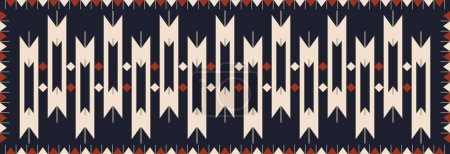 Illustration for Aztec Navajo area rug pattern. Vector ethnic colorful southwest geometric pattern use for carpet, rug, tapestry, mat, table runner, etc. Ethnic boho southwest pattern floor rug fabric design. - Royalty Free Image