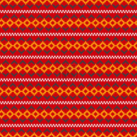 Illustration for Ethnic traditional colorful knit pattern. Vector aztec geometric shape seamless pattern background. Ethnic knitting pattern use for fabric, textile, home decoration elements, upholstery, wrapping. - Royalty Free Image