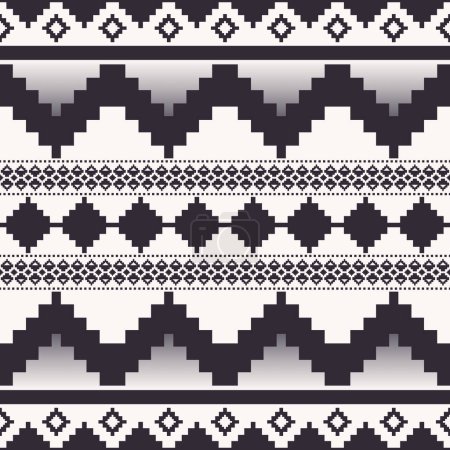Illustration for Aztec Kilim geometric black and white pattern. Vector aztec Kilim geometric square triangle seamless pattern background. Ethnic geometric pattern use for fabric, home interior decoration elements. - Royalty Free Image