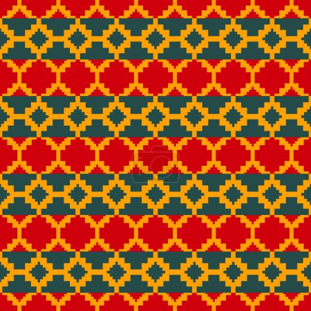 Illustration for Aztec geometric colorful pattern. Vector traditional colorful aztec geometric shape seamless pattern background. Traditional colorful ethnic geometric pattern use for fabric, home decoration elements. - Royalty Free Image