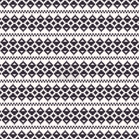 Illustration for Ethnic traditional black and white pattern. Vector aztec geometric shape seamless pattern background. Ethnic knitting pattern use for fabric, textile, home decoration elements, upholstery, wrapping. - Royalty Free Image