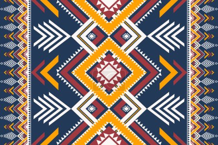 Téléchargez les illustrations : Modèle géométrique ethnique décoration de plancher de maison. Vecteur ethnique coloré forme géométrique sans couture fond de motif. Motif Navajo sud-ouest utilisation pour tapis, tapis, tapisserie, tapis, courtepointe, couverture, etc.. - en licence libre de droit