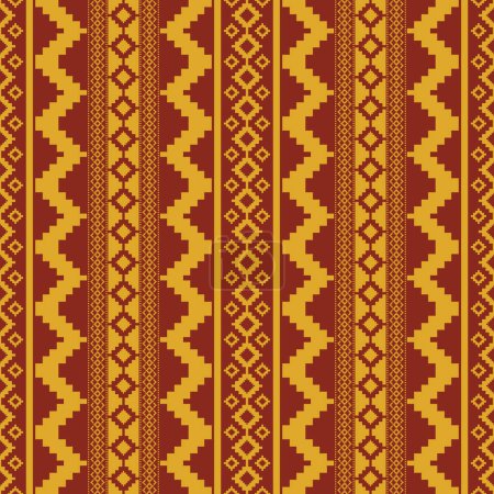 Illustration for Aztec Kilim retro stripes pattern. Vector aztec Kilim geometric stripes seamless pattern background. Ethnic geometric retro pattern use for fabric, textile, home decoration elements, upholstery. - Royalty Free Image