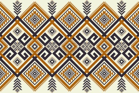 Illustration for Ethnic geometric colorful vintage pattern. Vector aztec tribal geometric shape seamless pattern. Ethnic southwest pattern use for carpet, rug, cushion, textile border, wallpaper, etc. - Royalty Free Image