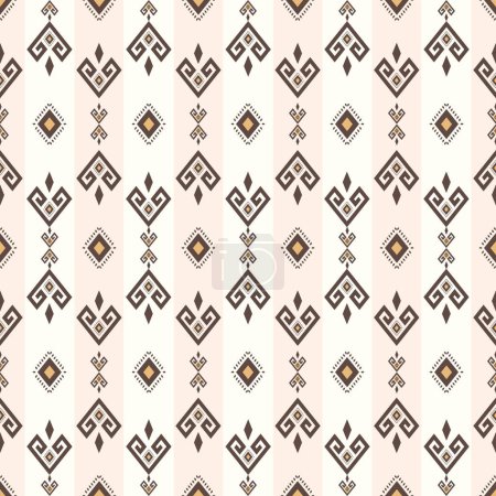 Illustration for Ethnic small geometric stripes pattern. Vector aztec small geometric shape seamless pattern background. Ethnic surface pattern design for fabric, home decoration elements, upholstery, wrapping. - Royalty Free Image