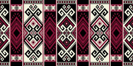 Téléchargez les illustrations : Décorations de plancher de maison motif géométrique ethnique design. Vector aztec Kilim forme géométrique motif sans couture. Utilisation traditionnelle de motifs ethniques pour tapis, tapis, tapis, tapisserie, autres éléments textiles. - en licence libre de droit