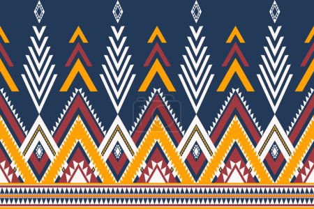 Téléchargez les illustrations : Modèle de bordure géométrique ethnique. Vecteur coloré aztec navajo forme géométrique motif sans couture. Utilisation ethnique de modèle du sud-ouest pour le tissu, le textile, les éléments de décoration à la maison, le rembourrage, l'emballage, etc.. - en licence libre de droit