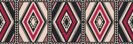 Illustration for Ethnic southwest vintage pattern. Vector ethnic geometric square rhombus colorful vintage seamless pattern. Aztec Kilim pattern use for carpet, rug, tapestry, mat, runner or border decorative element. - Royalty Free Image
