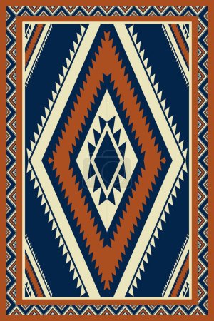 Illustration for Aztec Navajo area rug geometric pattern. Vector aztec Navajo geometric pattern vintage color home decoration style. Ethnic southwest pattern use for carpet, rug, tapestry, mat, wall art ornament, etc. - Royalty Free Image