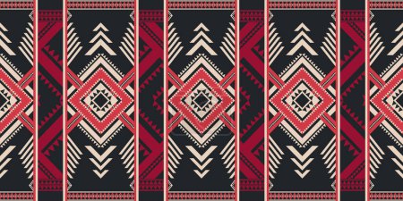 Illustration for Home flooring decorations ethnic geometric pattern design. Vector aztec navajo geometric shape seamless pattern. Ethnic southwest pattern use for carpet, rug, mat, tapestry, other textile elements. - Royalty Free Image