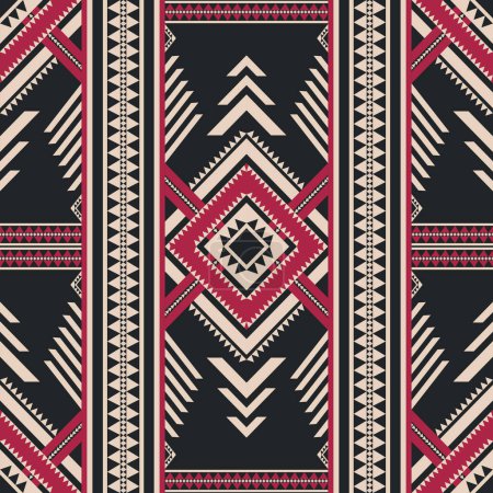 Illustration for Ethnic geometric pattern. Vector aztec navajo geometric shape seamless pattern. Ethnic southwest pattern use for fabric, textile, home decoration elements, upholstery, wrapping, wallpaper, etc. - Royalty Free Image