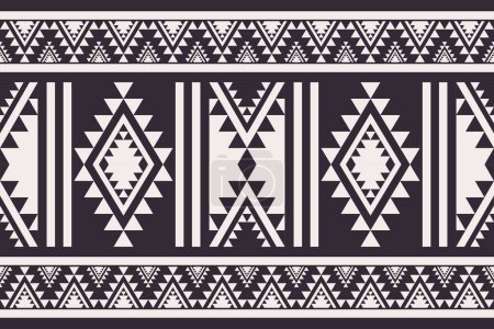Téléchargez les illustrations : Bordure sud-ouest Navajo motif noir et blanc. Vecteur traditionnel ethnique frontière sud-ouest motif sans couture. Utilisation géométrique ethnique de motif noir et blanc pour textile, tapis, coussin, papier peint, etc.. - en licence libre de droit
