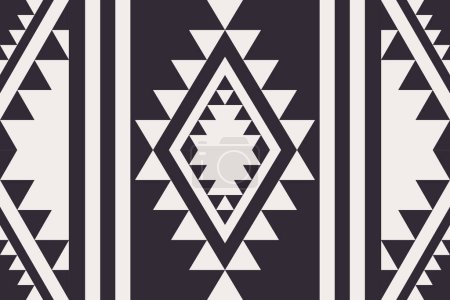 Illustration for Southwest Navajo geometric black and white pattern. Vector traditional ethnic southwest seamless pattern. Ethnic geometric black and white pattern use for textile, carpet, cushion, wallpaper, mural. - Royalty Free Image